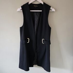 NWOT Revamped S Modern Contemporary Minimalist Chic Long Black Vest